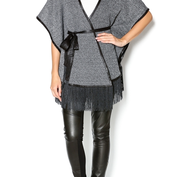 Double Zero Waist Tie Fringe Jacket Cardigan Wrap Size S - Picture 2 of 5